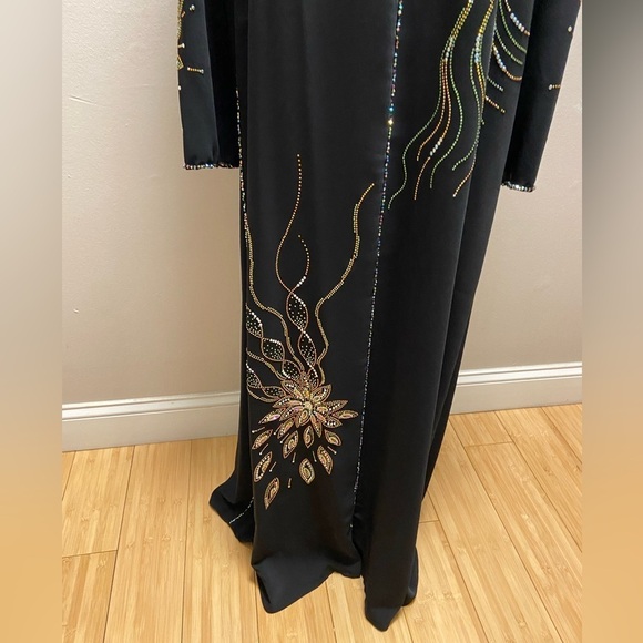 Ayat fashion‎ abaya kaftan maxi black embellished hooded Medium NWT - Picture 4 of 10